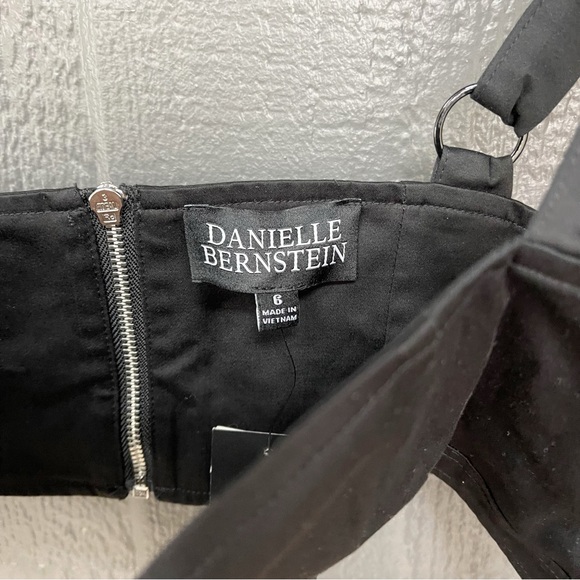 DANIELLE BERNSTEIN Women's Bra Tank BLACK Size 6 Poplin Cropped Black Bra Top - Picture 6 of 12